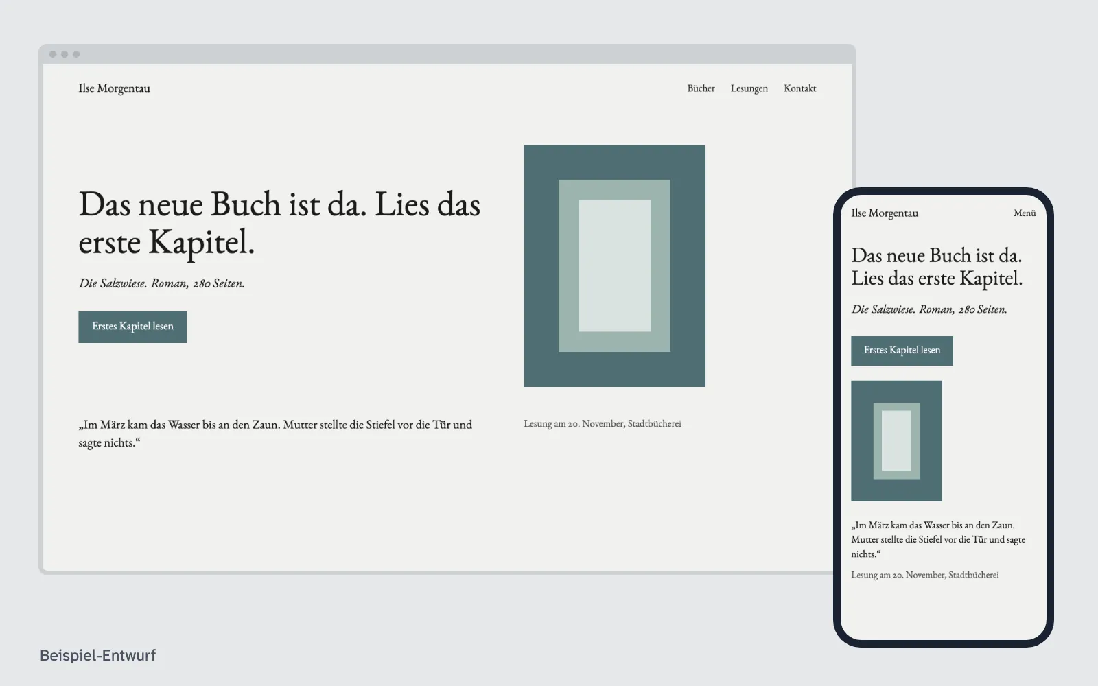 Beispiel-Entwurf: Website für Autoren (ausgedachter Betrieb)