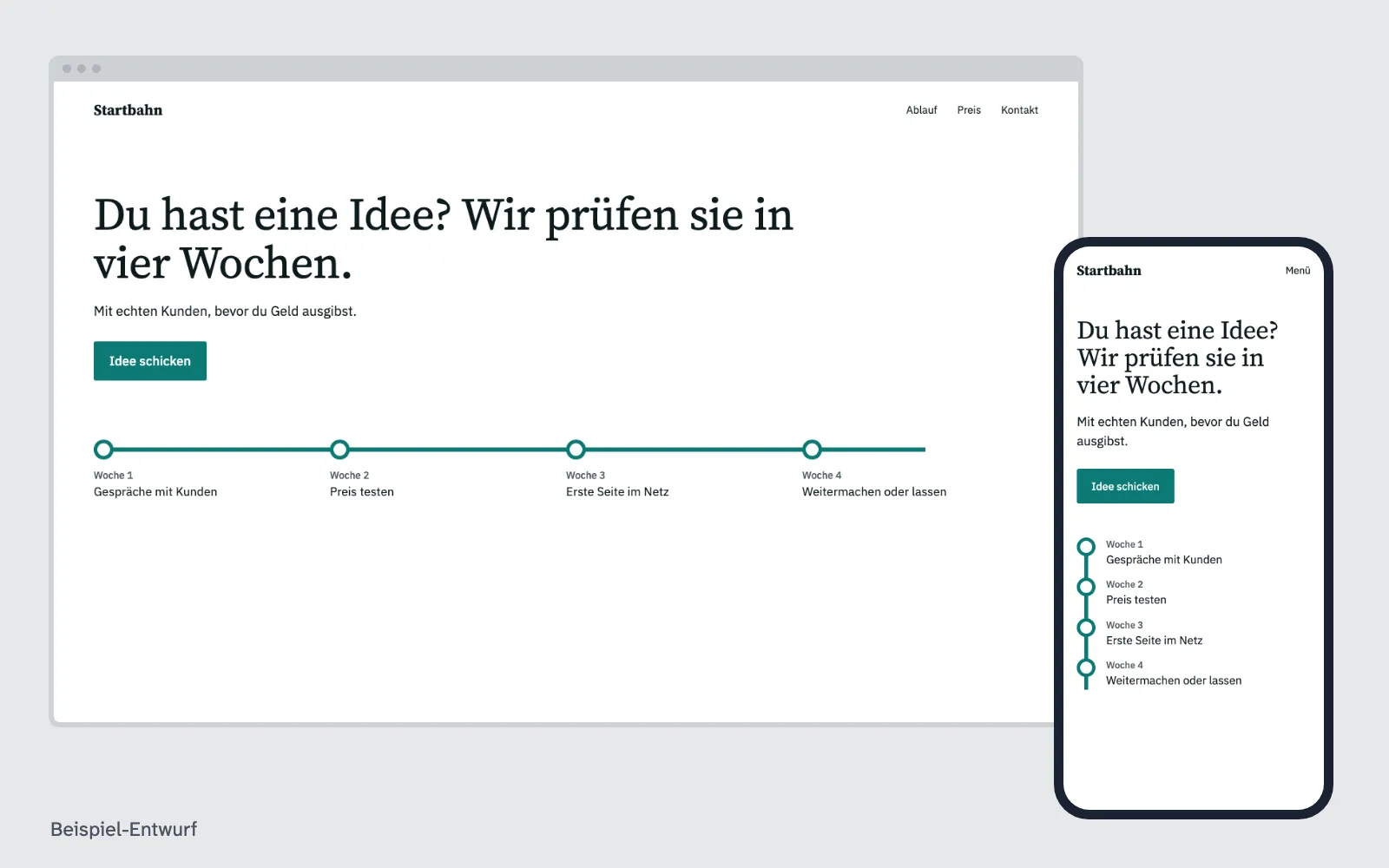 Beispiel-Entwurf: Website für Gründer (ausgedachter Betrieb)