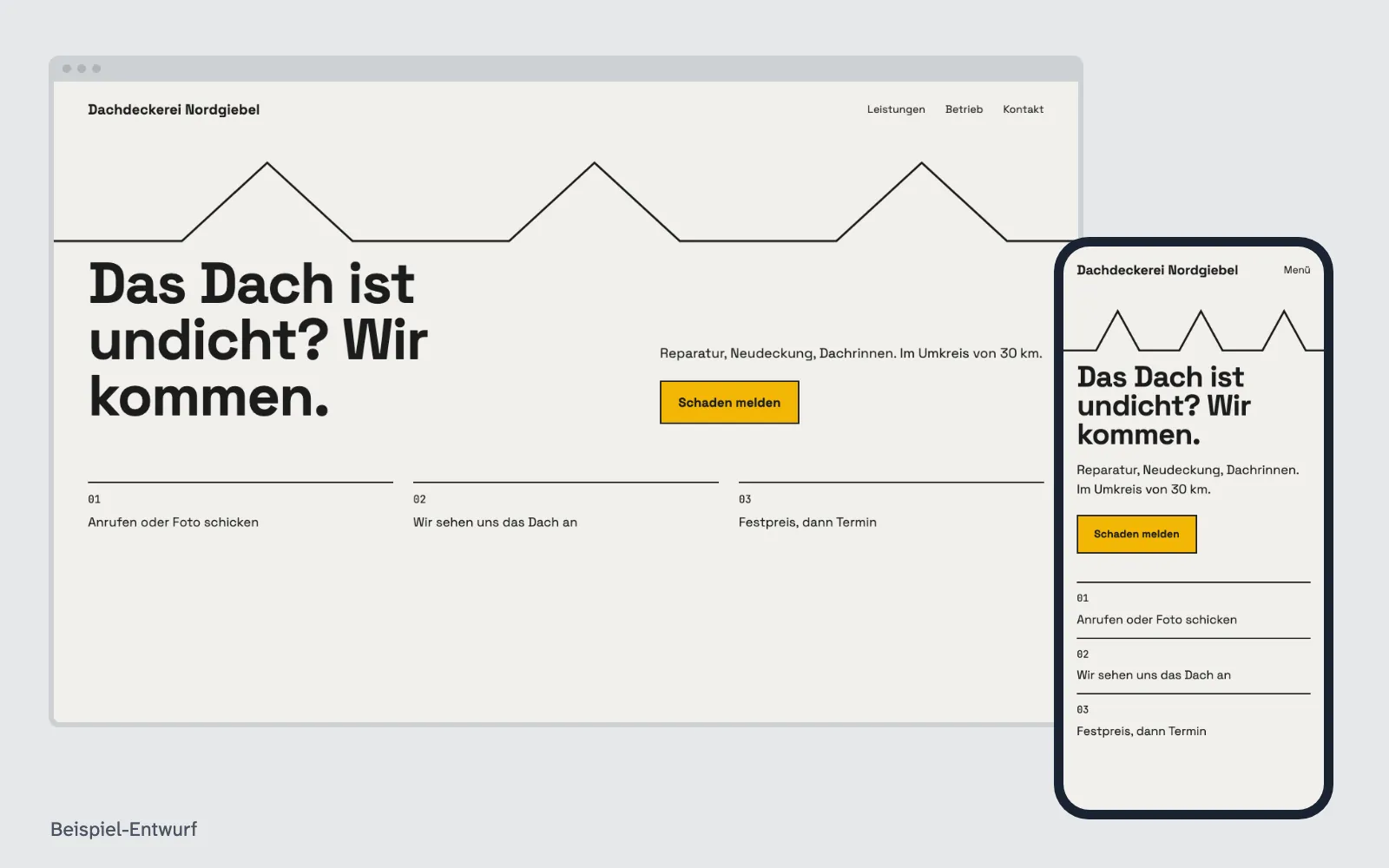 Beispiel-Entwurf: Website für Handwerk (ausgedachter Betrieb)