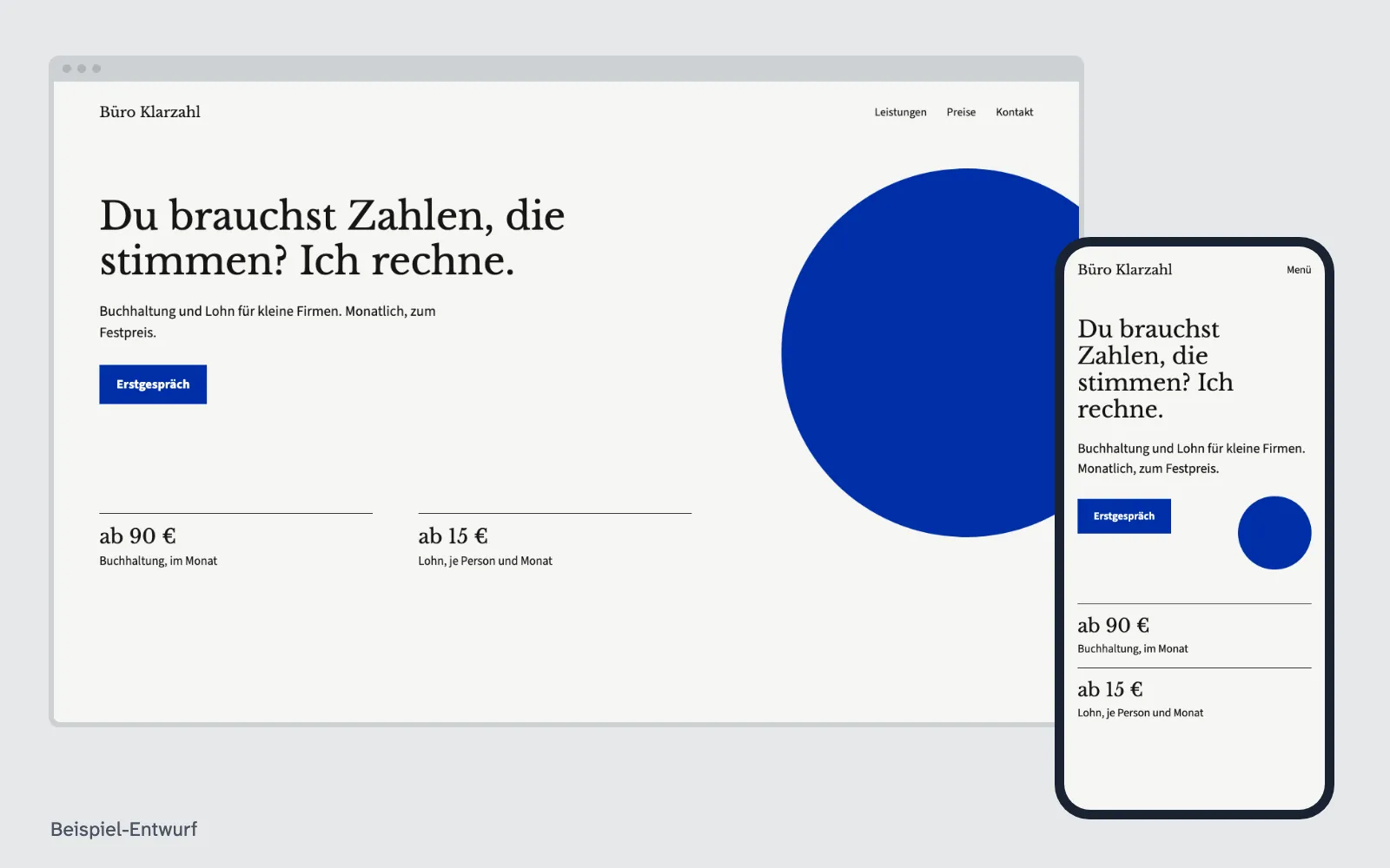 Beispiel-Entwurf: Website für Selbstständige (ausgedachter Betrieb)