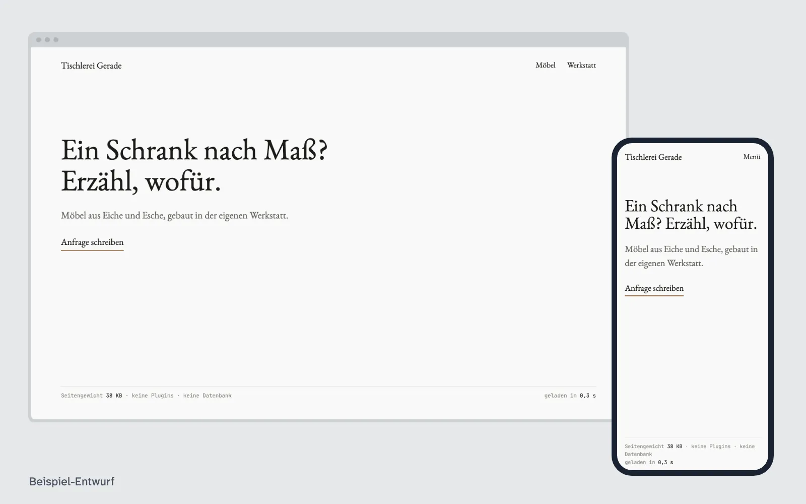 Beispiel-Entwurf: Website ohne WordPress – Website eines ausgedachten Betriebs