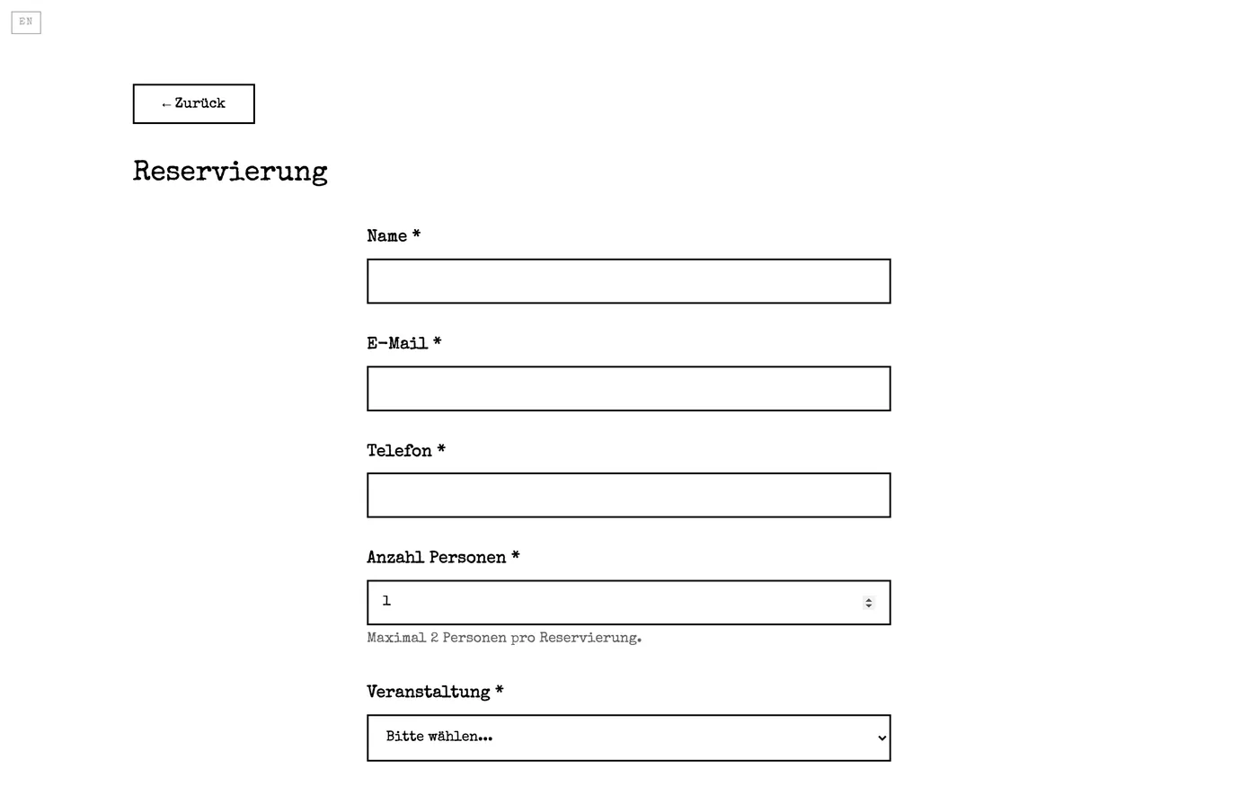 Reservierung auf montag-berlin.com am Bildschirm